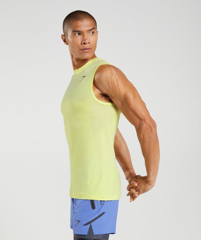 Men's Gymshark Apex Seamless Tanks Yellow | CA A673D8